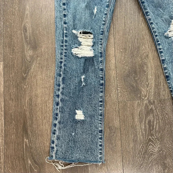 Paige Monica Jeans denim Straight Leg Frayed Hem Westlyn Distressed Size 27 - Picture 7 of 14